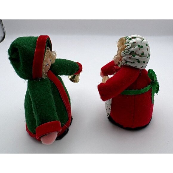 Christmas Holiday Felt Dolls Baker and Caroler Figurines Bell Ringer Mrs Claus - Picture 7 of 9